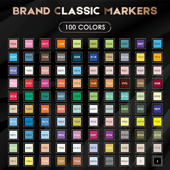 Caliart Markers, 100 Colors Dual Tip Art Markers Sketch Pens Permanent Alcohol Based, with Case for Adult Kids Halloween Drawing Sketching (White Barrel)