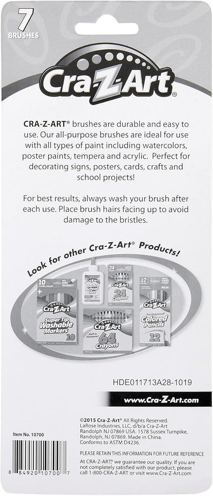 Cra-Z-Art Artist Brushes, Assorted Sizes Blist Carded, 7 Count