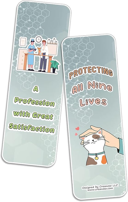 Creanoso Inspiring Vet Bookmarks (10-Sets x 6 Cards) – Daily Inspirational Card Set – Interesting Book Page Clippers – Great Rewards for Adults and Professionals