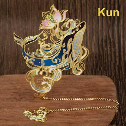 MOZART Kunai Gift Box Chinese Style Brass Bookmark Classical Mythological Characters Mountain and Sea Sutra Series Creative Cultural Copper Bookmark Metal Bookmarks