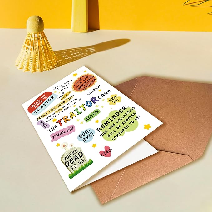 Funny Coworker Traitor Leaving Card, Coworker Humorous Leaving Card, Goodbye Farewell Card for Him and Hers, New Job Card Gift for Men and Women, Good Luck In New Job