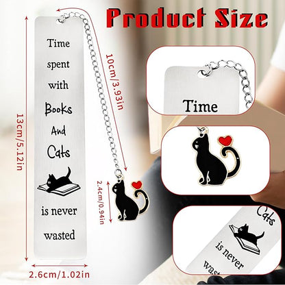 Jeffdad 2 Pcs Kitty Inspirational Words Bookmarks Funny Bookmarks Book Marker for Birthday Gifts Stainless Steel Bookmarks for Book Lovers Kids Teachers Friends Women Men (Type one)