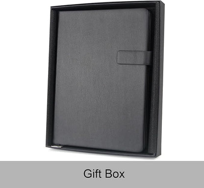 A5 Hard Cover Notebook with Pen Holder, Gold Edges & 180° Lay Flat - Large 5x8.25 Blank, Gift Box - Durable Journal for Office, Study, Travel - Writers, Students (Black)