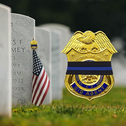 CREATRILL 30 Pack Thin Blue Line Police Mourning Band Stripe Police Officer Badge Shield Funeral Honor Guard Straps for Badge Size of 2.4" to 4"