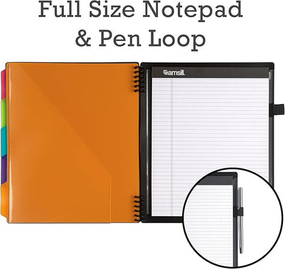 Samsill Left-Handed 10 Pocket Poly Project Organizer with 5 Dividers, File Folders Letter Size, Quick Access Front Pocket, Refillable Notepad, Erasable Write-On Tabs in Fashion Colors (Pack of 2)