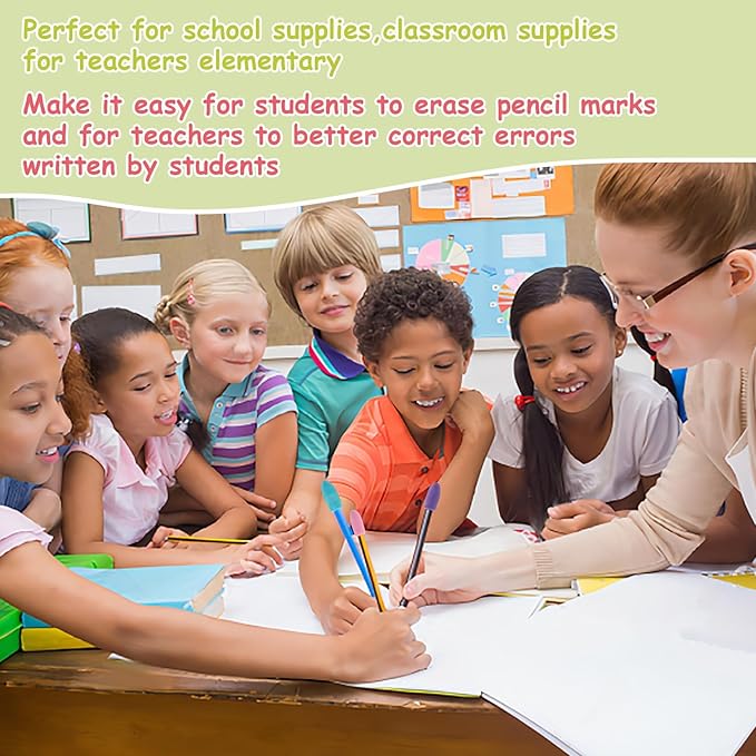 Sukh Cap Erasers for Pencils Pulk - Pencil Top Erasers 60 PCS Pencil Cap Toppers for Kids Latex Free 5 Colors School Erasers Cap for Teachers Sudents Classroom Home and Office