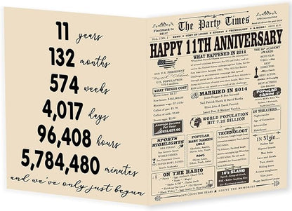 YiKaLus Happy 11th Anniversary Card for Him Her, Romantic 11 Year Wedding Gifts for Husband Wife, Steel 12th Aday Gift Card for Women Men