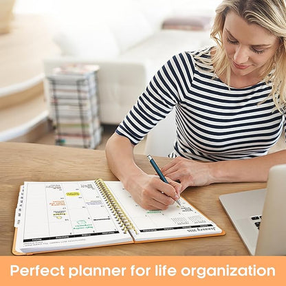 2026 Planner, Weekly and Monthly Calender Planner, Jan 2026 to Dec 2026, Hardcover 2026 Calendar Planner Book with Tabs & Inner Pocket, Office Home School Supplies for Women & Men - A5 (6.3" x 8.5"), Bright Orange