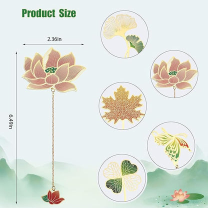 5 Pack Metal Bookmarks for Reading Women, Book Lover Gifts Stocking Stuffers for Women, Colorful Bookmark for Book Lovers, Fancy Unique Cute Plant Bookmark, Gifts for Book Lovers, Writers, Readers