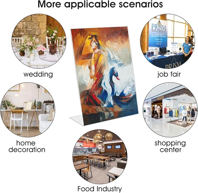 6 Pack 8.5 x 11 Acrylic Sign Stand Holders - 8.5 x 11 Inches Clear Plastic Table Paper Display Stand, Suit for Displaying Posters, Picture, Flyers, Menu