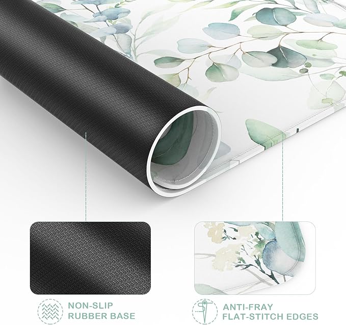 eulps Mouse Pad with Stitched Edge, Multiple Patterns Computer Mouse Pads with Non-Slip Rubber Base, Washable Cloth Mousepad, for Gaming, Laptop, PC (Leaves)