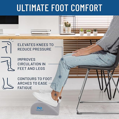 Foot Rest for Under Desk at Work - Memory Foam Office Foot Stool & Under Desk Footrest Leg Elevation Pillow for Gaming & Home Office, Supports Posture