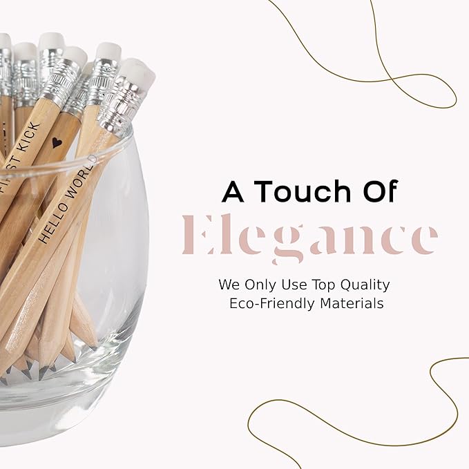 Markt Mini Pencils For Baby Shower Games For Girl Or Boy, Heart Pencils, Small Pencil Set (Wood)