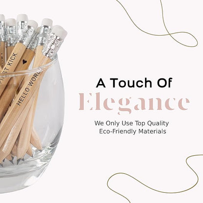 Markt Mini Pencils For Baby Shower Games For Girl Or Boy, Heart Pencils, Small Pencil Set (Wood)