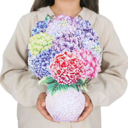 Pop Up Cards,Purple Hydrangea,12 Inch Forever Flower Bouquet 3D Popup Greeting Cards With Blank Note Card and Envelope,Perfect For Birthday, Christmas, Thanksgiving Day,Mother's Day Gifts