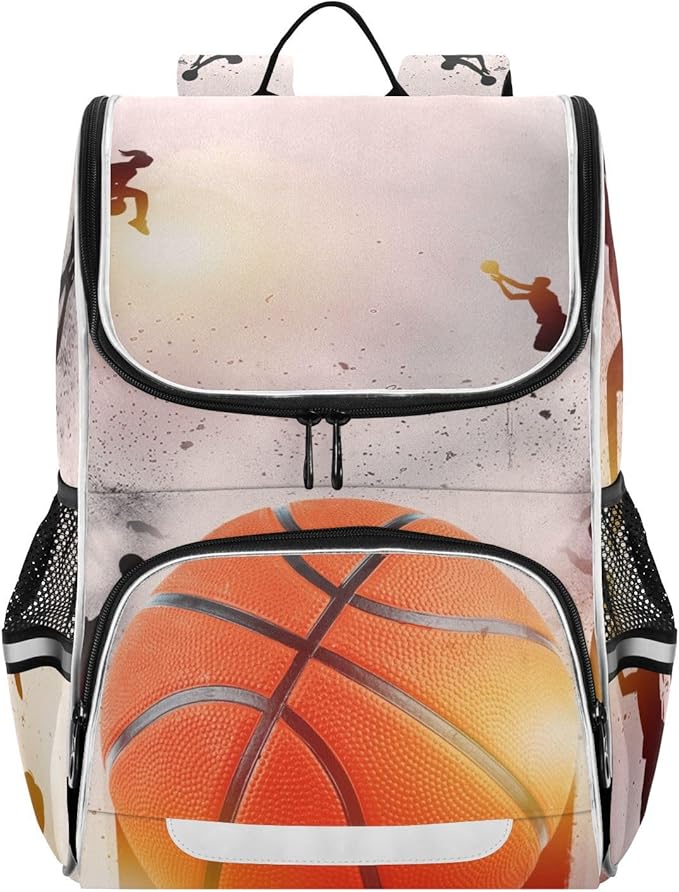 Basketball Backpack with Reflective Strip for Kids Boys Girls Elementary School Bag Removable Chest Strap