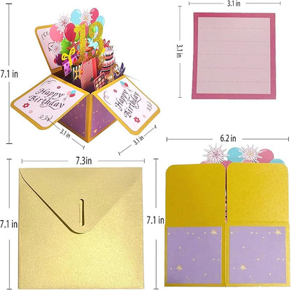 Asmallgf Happy 13th Birthday Pop Up Card for Girl Boy, Sweet Thirteen Year Old Birthday Gift Idea for Daughter Niece, Funny 13 Bday 3D Greeting Card for Him Friends