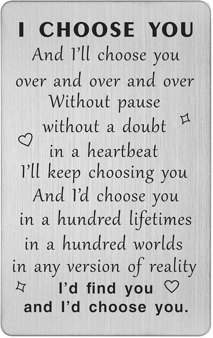 TANWIH I Choose You Wallet Card Gift, Groom Gifts from Bride on Wedding Day, I Love You Cards Gifts for Him Husband, Engagement, Valentines