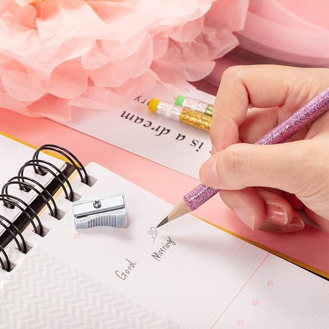 Outus 34 Pieces Glitter Pencils with Eraser Wood Colorful Pencils and Sharpeners for Graduation Kids Writing Painting