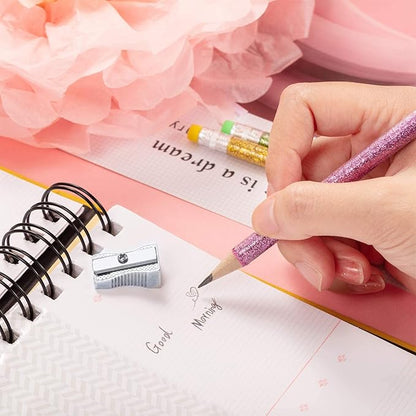 Outus 34 Pieces Glitter Pencils with Eraser Wood Colorful Pencils and Sharpeners for Graduation Kids Writing Painting