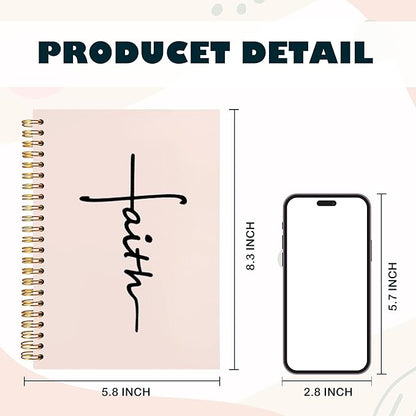 BearCake Faith Journal, Christian Notebook, Christian Gifts for Women, Bible Notebooks for Note Taking, Bible Journaling Notebook, Prayer Journal, Hardcover Spiral Notebook 5.5x8.3