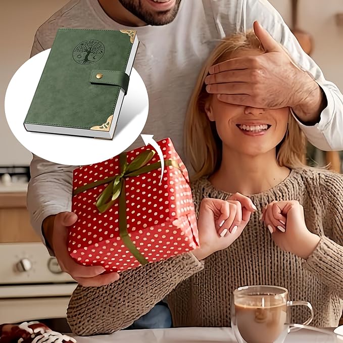 Lined Journal for Women Journals for Writing 260 Pages A5 Notebooks for Work Tree of Life Hardcover Leather Diary Journals, 5.7”x8.3”, Green