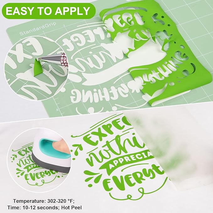 VINYL FROG Heat Transfer Vinyl Roll HTV Vinyl - 12" x5ft Light Green Iron on Vinyl for T-Shirts, Heat Press Vinyl for DIY Craft Designs (Light Green)