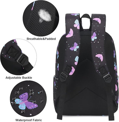 Butterfly School Backpack for Teens Girls, Womens College Bookbags Laptop Backpacks