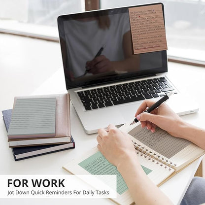 Lined Sticky Notes, 8 Pads, 4x6 inches Aesthetic Sticky Note Pads with Lines, Neutral Boho Self-Stick Note Pads, Perfect for Office Home School Desk Accessories, 35 Sheets/pad - Vintage Colors