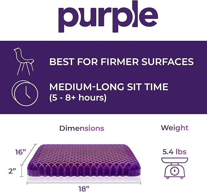 Purple Royal Seat Cushion - Seat Cushion for The Car Or Office Chair - Temperature Neutral Grid