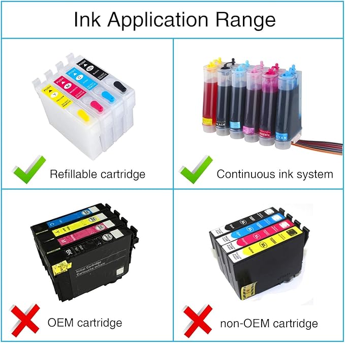 Black Regular Refilled Ink for T254 T252XL120-BCS T252XL220 T252XL320 T252XL420 Workforce WF-7710 WF-7720 WF-7210 WF-3630 WF-7620 WF-7610 WF-3640 WF-3620 Use for Refillable Cartridges or CISS