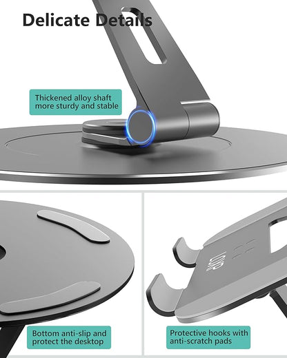 Portable Laptop Stand,【360 ° Rotating Laptop Stand for Desk】,Adjustable Laptop Riser,Ergonomic Computer Notebook Stand Holder for MacBook Air Pro,Dell,XPS,HP(10-17.3")-Black