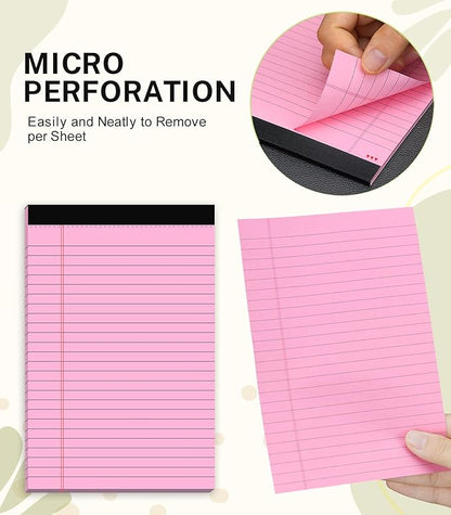 Small Legal Pads 5x8 Colored, Note Pads 5x8, 24 Pack Perforated Pink Legal Pad College Ruled, 30 Sheet/Pad, Lined Paper Pads 5x8 Notebook Pad, Mini Purple Legal Pads 5x8 for Study, Office, Home