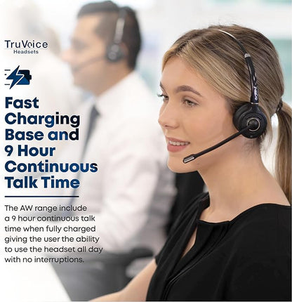TruVoice Agent AW50 Wireless Headsets Training Solution for All Desk Phones with a Headset Port - Allows 2 Users to be on a Phone Call at The Same time for Supervising | Coaching Purposes.