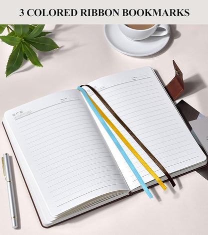 365 Page Thick Lined Journal Notebook for Men Women, A4 Large Leather Journals for Writing, Hardcover Notebooks for Work, School, Note Taking, Business, Travel Diary, College Ruled 8.5" x 11"