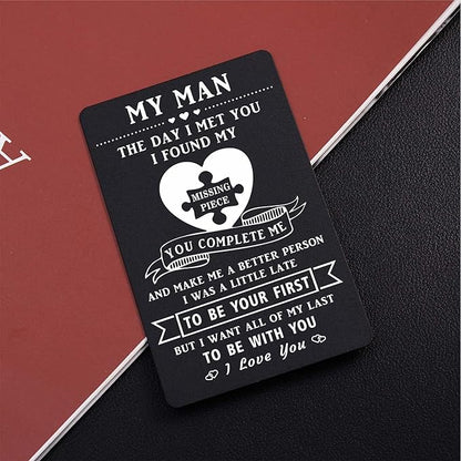 TANWIH To My Man Wallet Insert Card, Unique Anniversary Valentines Cards Gift for Boyfriend, I Love You Gifts for Men, Birthday Fathers Day Presents