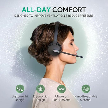 Yealink WH64 Wireless Headset, DECT & Bluetooth Dual-Mode 606 ft Range Headset for Teams Zoom,Skype and UC, Phone Headset with 3X Mic, 32 Talk Time, Office Work Headset for Desk IP Phone, PC,CellPhone