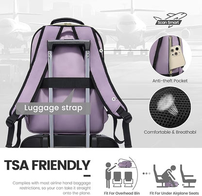 LOVEVOOK Laptop Backpack for Women 18.4 inch,Cute Womens Travel Backpack Purse,Professional Laptop Computer Bag,Waterproof Work Business College Teacher Bag Carry on Backpack with USB Port,Taro Purple