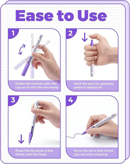 JusArt Outline Markers 18 Colors, Double Line Glitter Markers for Greeting Card Art Crafts, Girls Teens Stocking Stuffers Shimmer Markers, Metallic Sparkle Markers Painting Drawing Supplies