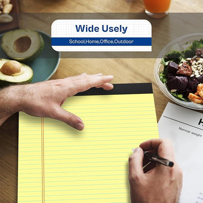 Legal Pads 8.5 x 11 College Ruled 6 Pack Yellow Note Pads 8.5 x 11 Notepads 30 Sheets Perforated Notepad Writing Pads 21lb Paper Legal Pad Ruled Paper Pad with Sturdy Back for School, Home, Office