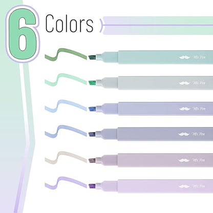 Mr. Pen- Aesthetic Highlighters, 6 pcs, Chisel Tip, Morandi Colors, No Bleed Bible Highlighter Pastel, Highlighters Assorted Colors, Pastel Highlighter Set, Cute Highlighters
