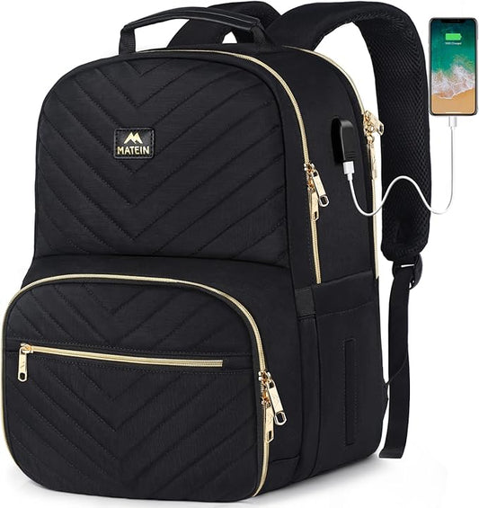 MATEIN Lunch Backpack for Women, 15.6inch Laptop Work Backpack with Insulated Cooler Compartment, Water Resistant Teacher Nurse Backpack with USB Port for College Picnic Camping Beaches, Women Gifts
