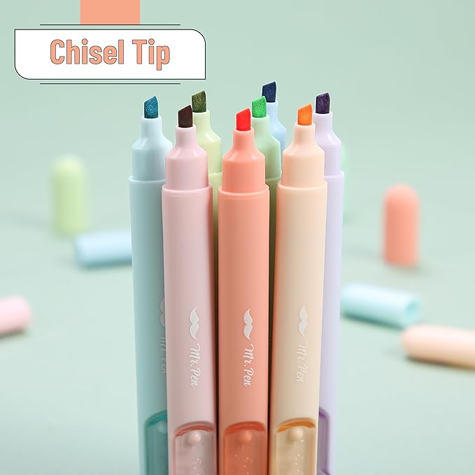 Mr. Pen- Aesthetic Highlighters, 8 Pack, Chisel Tip, Pastel Colors, Cute Highlighters Assorted Colors, Cute Highlighters for School Highlighters, Highlighter Set, Pastel Highlighters