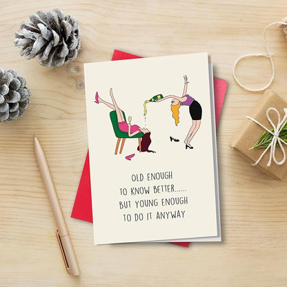 Funny Female Birthday Card for Friend Her, Happy Birthday Card for Girl Mom, Old Enough Card for Women