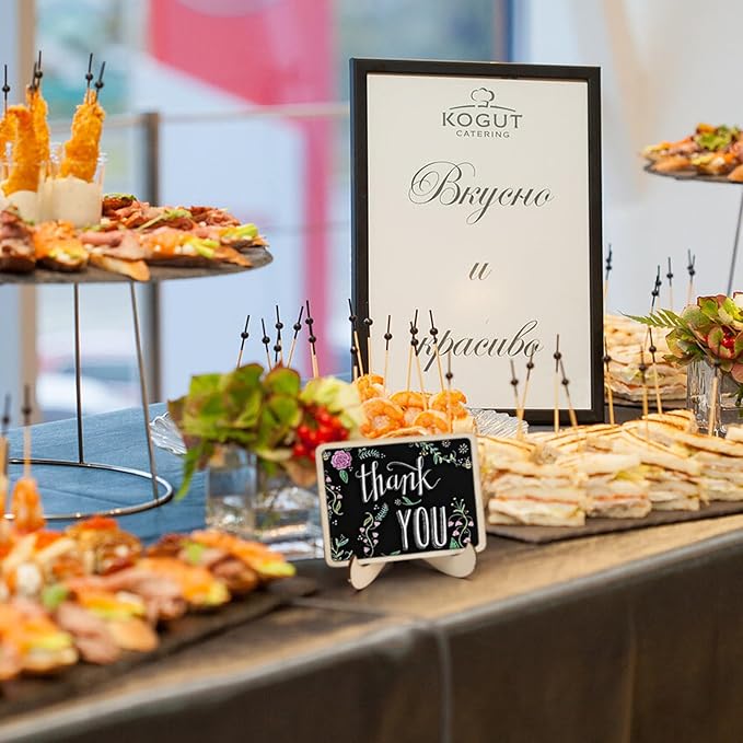 12 Pcs Rectangle Mini Chalkboard Signs, Small Chalkboard Labels with Easel Stand, Wooden Blackboard for Table Numbers, Food Signs, Wedding Signs, Place Cards and Party, 1 Liquid Chalk