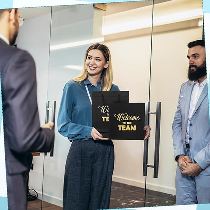 SaieGlossy New Employee Welcome to The Team Gift Sets Notebook and Pen Welcome to The Team Box Employee Appreciation Gift Sets for New Office Worker(Black)