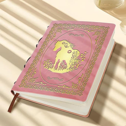 Pink A5 Horse Gifts for Women Girls Faux Leather Vintage Notebook Inspirational Horse Trainer Gift Hardcover Executive Notebook,200 Pages 120 Gsm Thick Ruled Paper With Pen,Horse Lover Gifts Equestrian Gift (Horse Pink)
