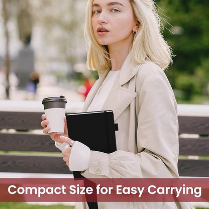 Lined Journal Notebook for Women & Men, Hardcover Leather Journal for writing, A5 College Ruled Notebook for Work & Note Taking, Perfect for Office School Home Supplies, 160 Pages, Black