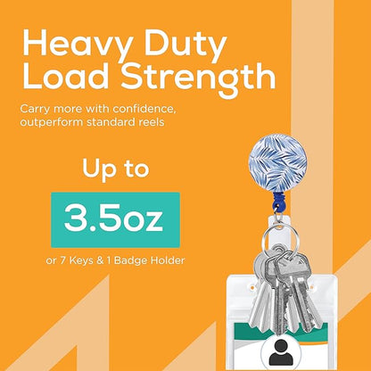 Will Well Badge Holders with Belt Clips for Securing onto Pockets and Purse Straps, with Retractable 27.5" UHMWPE Fiber Pull Cords, Strong Build with Fun Designs - 2-Pack, Leaf Print