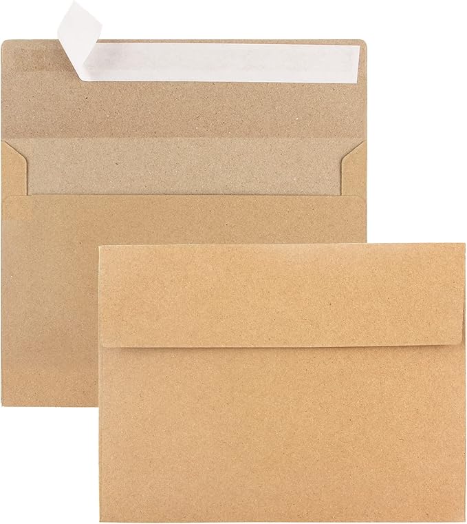 50pcs packed Kraft Envelopes,A4Envelopes, printable invitation envelopes,4x6 envelopes, suitable for weddings, invitations, photos, postcards, greeting cards, mailings